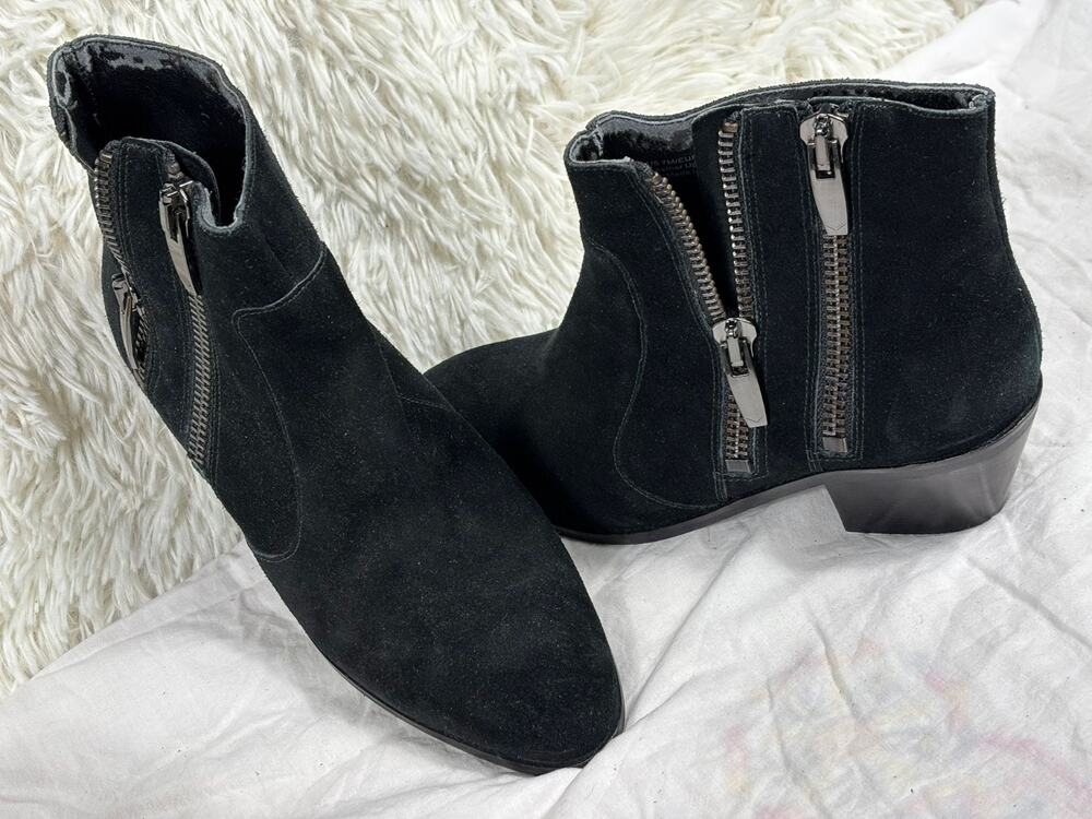 Via Spiga Suede Double Zip Ankle Boots “Celina” Black Womens Size 7